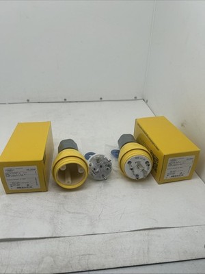 (2) Hubbell Watertight Locking Plug HBL26W47, L5-20P, 20 A 125V AC, 2 Poles