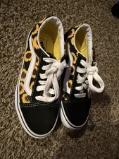 Kids Vans Old Skool Sunflower Shoes Youth Size 2 Black Yellow Floral