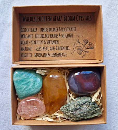 Waldesleuchten Heart Bloom Crystals – 5 Edelsteine Originalset