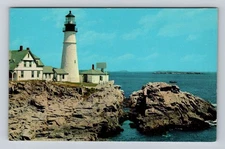 Portland ME-Maine, Portland Head Light House, Vintage Souvenir Postcard