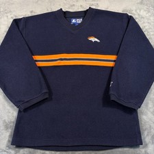 Vintage Starter Sweatshirt Mens Large Blue NFL Denver Broncos Fleece Football