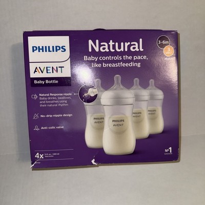 Philips Avent Natural Baby Bottle with Natural Response Nipple, Clear, 4oz, 4pk