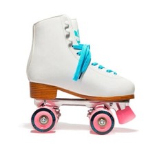 Angel's Skates Cloud White 29001 Roller Skates Women's US Size 5 Blue Laces Pink