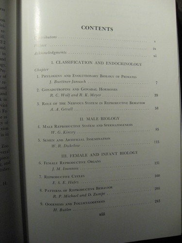 COMPARATIVE REPRODUCTION OF NONHUMAN PRIMATES Near Fine HC w/dj - Picture 9 of 12