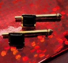 Vintage Gold Tone 2 Tux Dress Studs Buttons Square Black Onyx