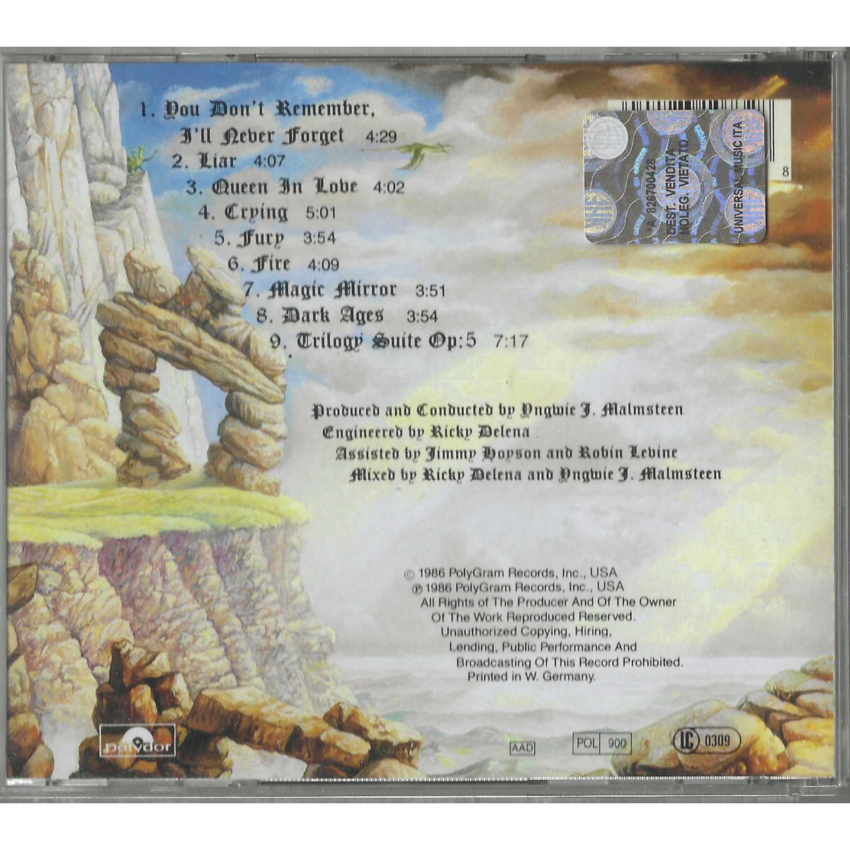 Yngwie J. Malmsteen CD Trilogy / Polydor – 8310732 Sealed