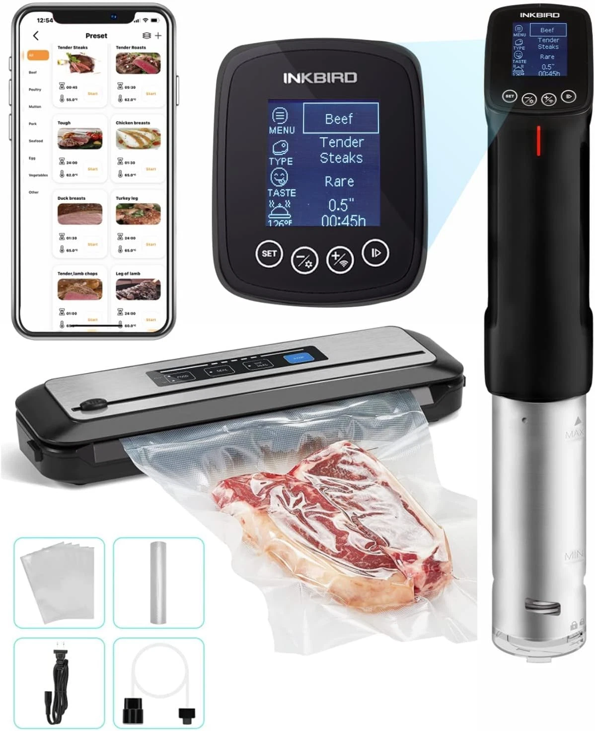Smart WIFI Sous Vide Cooker ISV-100W with 14 Recipes & Fast Heating