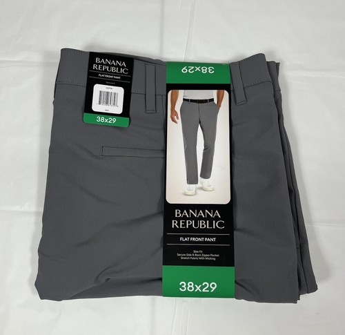 Banana Republic Performance Pant, Slim Fit, Zip Pockets, Gray, Men's 38x29, NEW