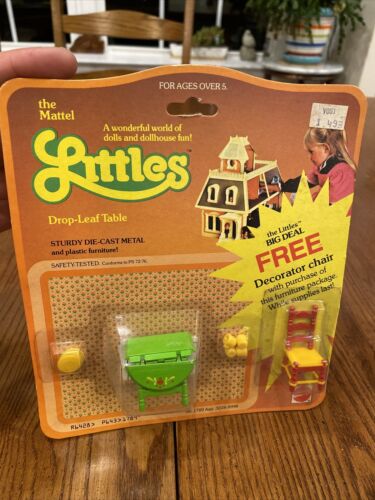 Vtg NOS Mattel The Littles Drop Leaf + Chair Table Die Cast Dollhouse Furniture - Picture 1 of 15