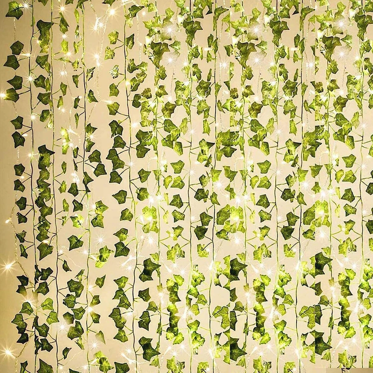 12 Pack Artificial Ivy Garland Fake Plants Vine Hanging 80 LED