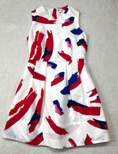 GAP Fit and Flare Midi Dress Womens Size 4 Rear Zip Sleeveless 'Paint Palette'