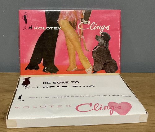 Vintage KOLOTEX CLINGS Stretch Nylon Stockings Flame 91/2-10 UNUSED STILL IN BOX - Picture 3 of 6