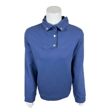 Denim & Co. Women's Active French Terry Long Sleeves Top Indigo X-Large Size