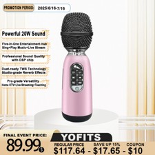 20W Wireless Karaoke Microphone Bluetooth w/DSP Chip Dual-mic Chorus System TWS