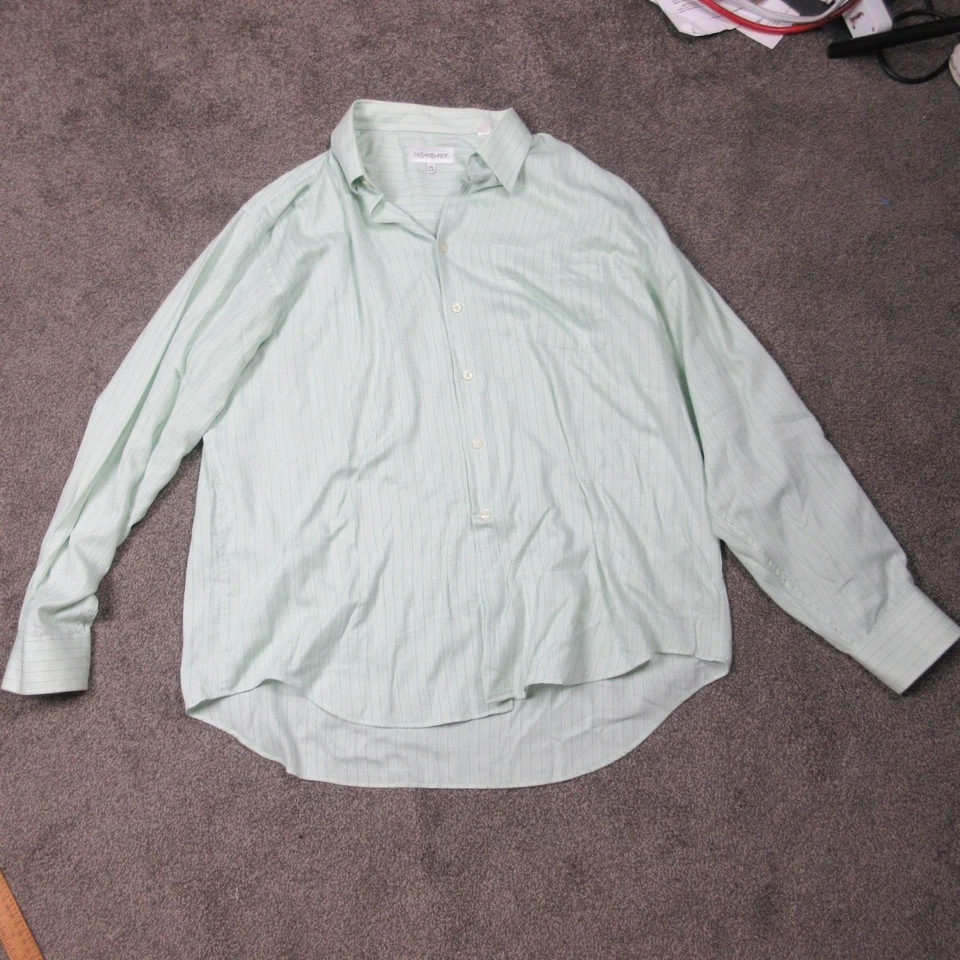 Camisa de vestir Yves Saint Laurent para hombre 17,5 36/37 rayas verdes abotonadas Foto 4 de 4