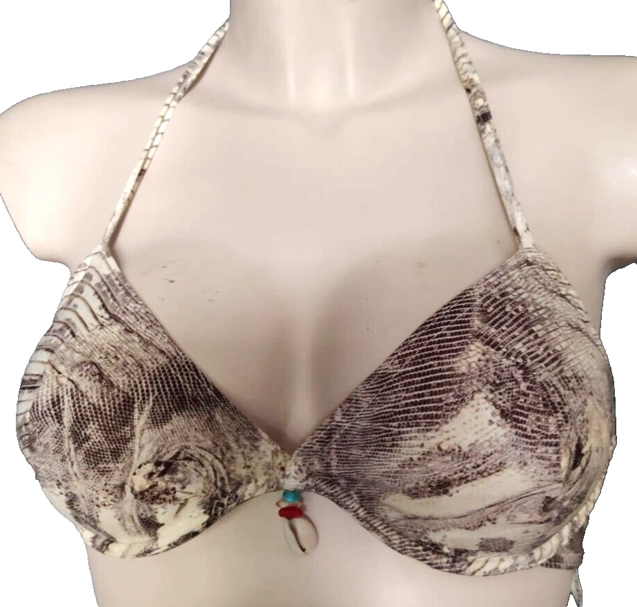 Freya Damen Bikini Set mit Bügel BH Gr.70C UK32C + S Slip Neckholder Snakeskin - Bild 2 von 4