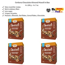 Cerbona Chocolate-Almond Muesli with Peanuts, Oat Flakes, Cereal Flakes 200g x 4