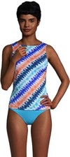 NWT Lands End Womens Chlorine Resistant High Neck Tankini Top Size 26W 70 HH449