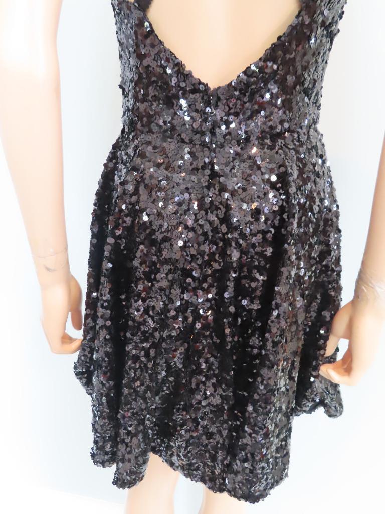 Dolce & Gabbana★Black Sequin Flared Cross-Back Mini Dress NWT Dolce & Gabbana Black Sequin Flared Cross-Back Mini
