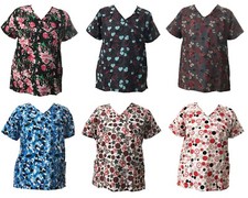 Life Line Women's Fashion Nursing Scrub Tops Printed Medical Uniforms S-XL