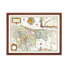 Old Map of Netherlands 1665 - Vintage Netherlands Art Wall D