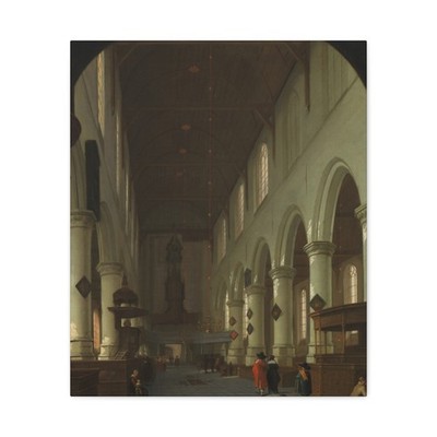 Cornelis de Man - Gezicht in de Oude Kerk te Delft - Canvas Wall Art