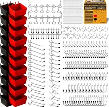 ELEAD 297 Piece Pegboard Hooks Kit, Peg Board 297-Piece, Black, Red,Silver 