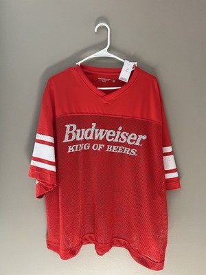 Budweiser King of Beers Red Mesh Jersey T-Shirt XL Men's Breathable Logo