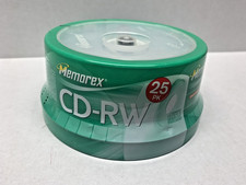 NEW Memorex CD-RW 25 Pack Recordable Rewritable 80 Min 700MB 4x Multi Speed