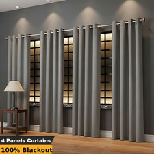 4Pcs Blackout Curtains Room Darkening Thermal Insulated Noise Reducing Privacy