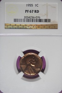 1955 NGC PF67 RD LINCOLN WHEAT CENT #B51634