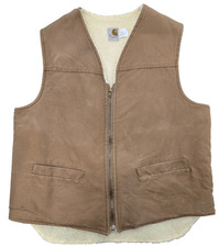 carhartt vest mens XL tall vintage 6SVT sherpa fleece brown duck made in USA 70s
