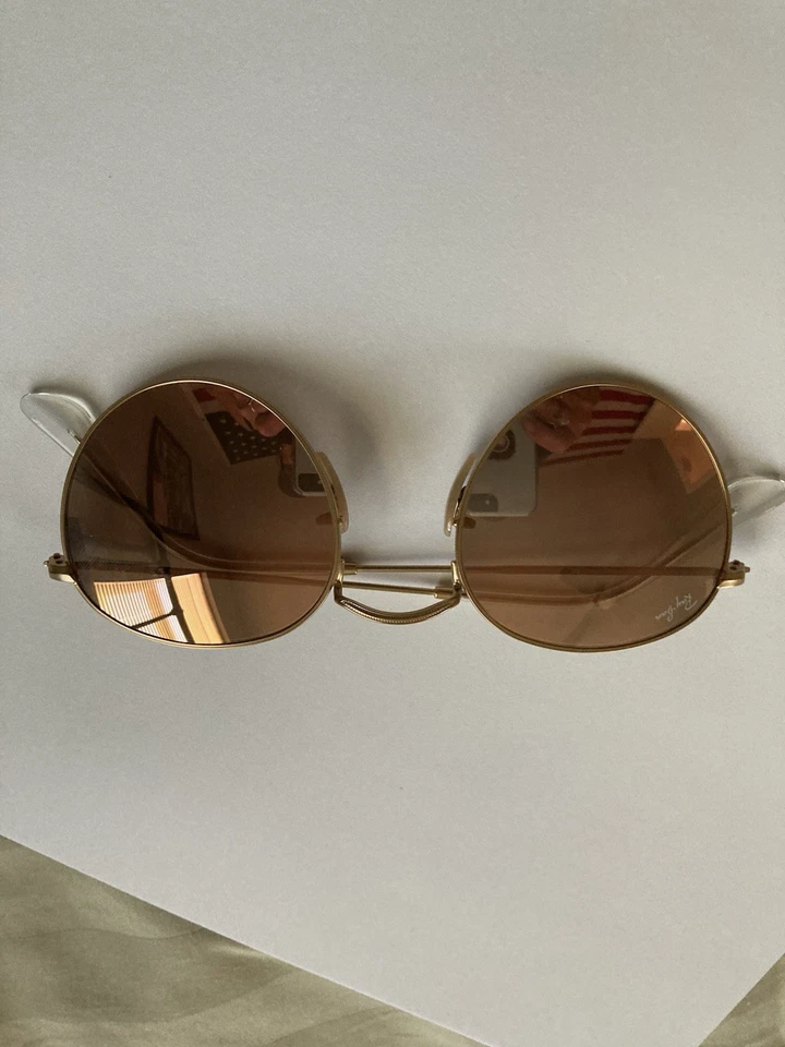 GAFAS DE SOL VINTAGE RAY-BAN RB 3447 REDONDAS METAL DORADO LENTES DE ESPEJO ROSA ITALIA Foto 3 de 4