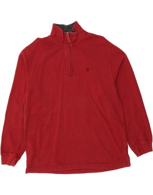 IZOD Herren Zip Neck Sweatshirt Pullover Large Rot Baumwolle CV05