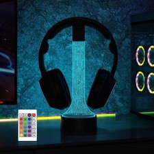 Light Up Gaming Headphone Stand Desk RGB Headset Holder 16 Color Game Decor