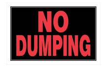 NO DUMPING Plastic Caution Sign 8 x 12 in. Pack of 6 