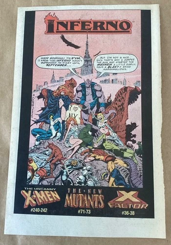 X-Men Inferno comic event 1989 Print Ad promo art vintage illustration Marvel
