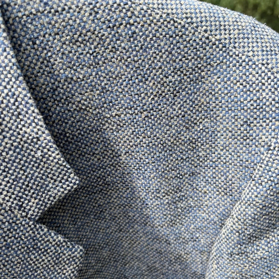 Blazer Vintage Norm Thompson Para Hombres 44 R Harris Tweed Lana Años 90 EE. UU. Azul Gris Foto 3 de 4