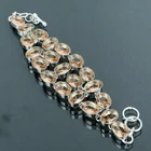 Faceted Morganite Oval Shape Gemstone Jewelry Handmade Fashion Gift Bracelet 8"