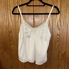 Vintage Vanity Fair Camisole Top Size 36/42 Ivory Lace Trim Nylon Cami 9-27-103