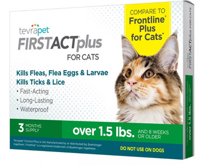 TevraPet FirstAct Plus Flea and Tick Prevention for Cats, 3 Doses free shipping