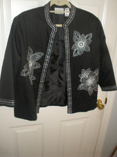 Vintage Women's Open Blazer alfred dunner black 16P T103 