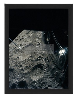 APOLLO 13 LUNAR MODULE VIEW OF MOON CHAPLYGIN CRATER 1970 8X10 FRAMED PHOTO
