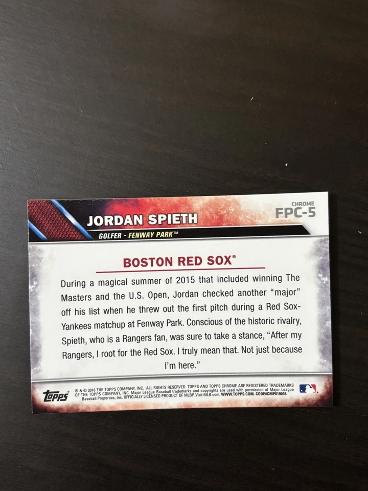 Jordan Spieth 2016 Topps Chrome First Pitch Refractor #FPC-5 Golf Champion PGA - Image 2 of 2