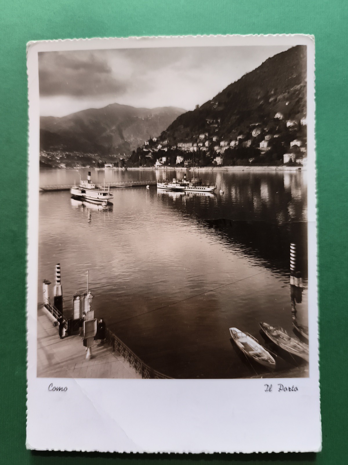 COMO IL PORTO CARTOLINA VINTAGE SPEDITA 1949  CON FRANCOBOLLO VIAGGIATA