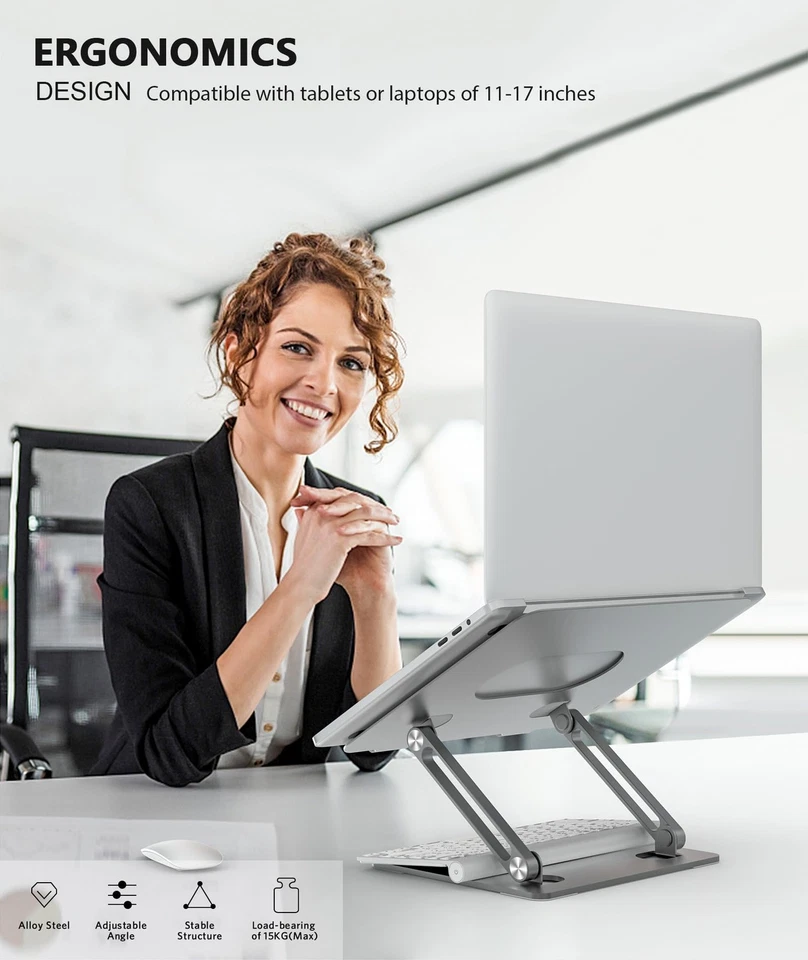 Laptop Stand, Laptop Holder, Multi-Angle Stand with Heat-Vent, Adjustable Not... - Image 2 of 4