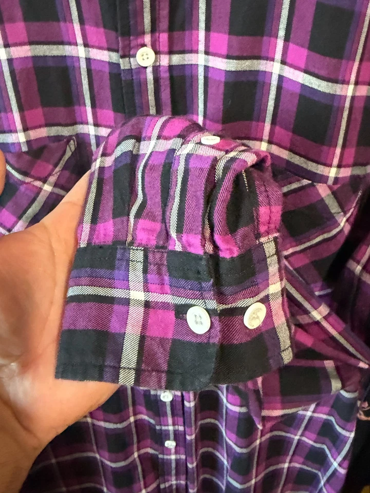 Camisa tejida vintage Lifted Research Group LRG para hombre M franela a cuadros púrpura 2009 Foto 4 de 4