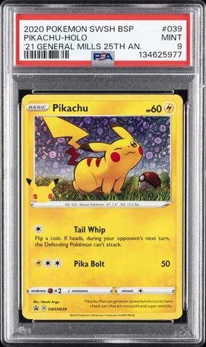 2020 POKEMON SWSH BLACK STAR PROMO #039 PIKACHU-HOLO PSA 9