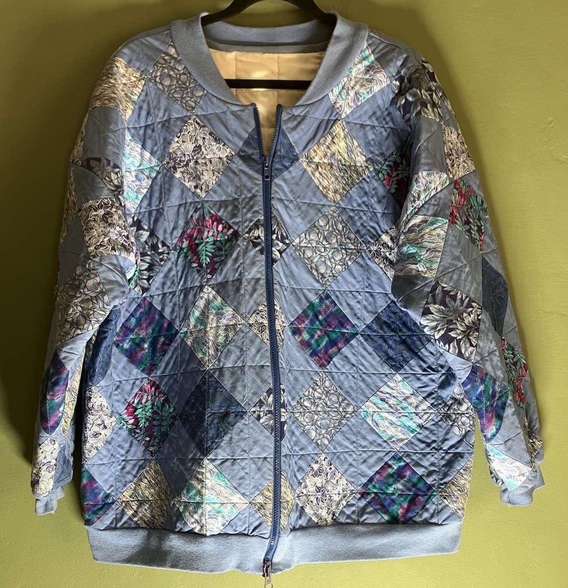Handmade Patchwork Quilt Jacket Bomber Style Size… - image 1