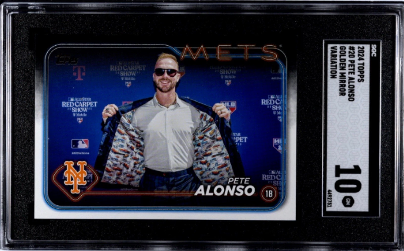 Deal for 2024 Topps Series One Pete Alonso Golden Mirror SGC 10 #20 Mets SSP